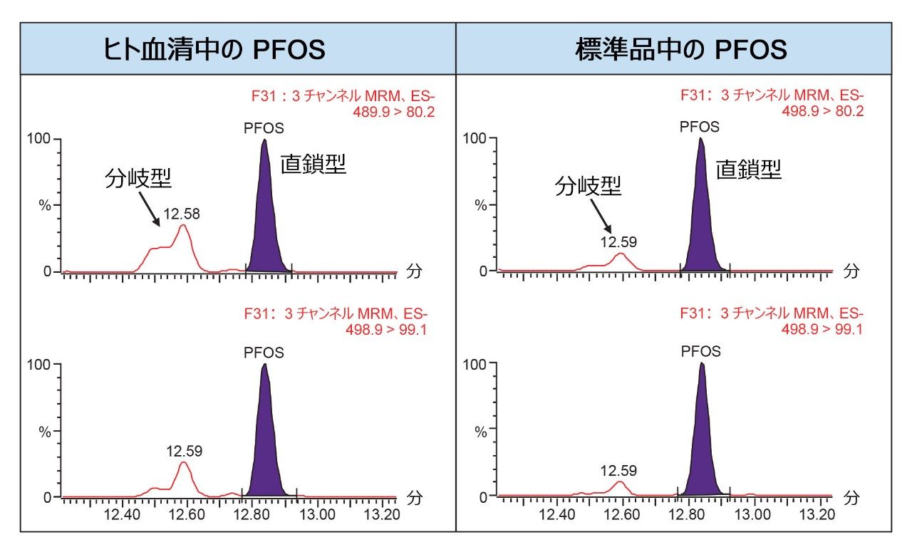 分岐型と直鎖型の PFOS 異性体の比率の比較