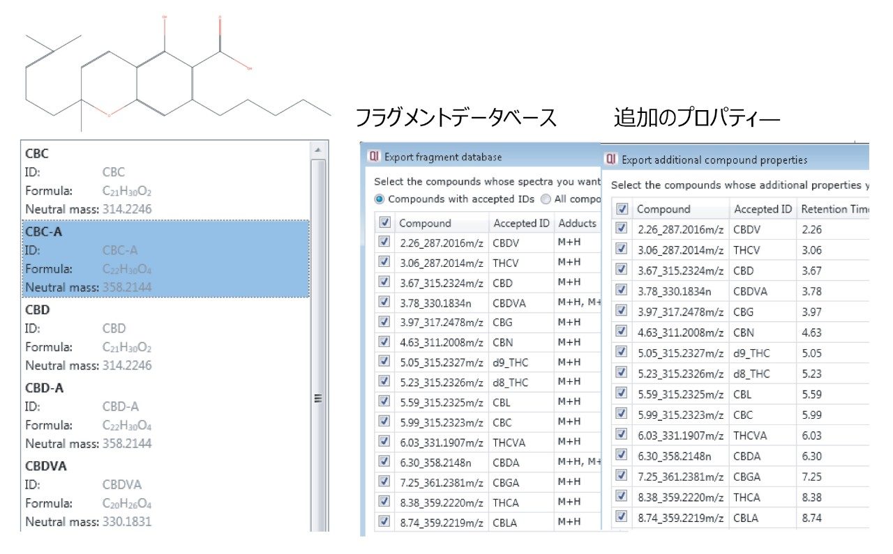 データベースエントリーの例。