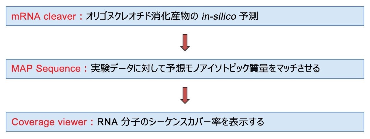 mRNA Cleaver MicroApp を使用した mRNA 消化物の UPLC-MS 解析のワークフローの図