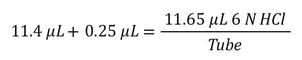 Volume final de HCI 6 N para adicionar a cada tubo (Etapa 3 + Etapa 6)