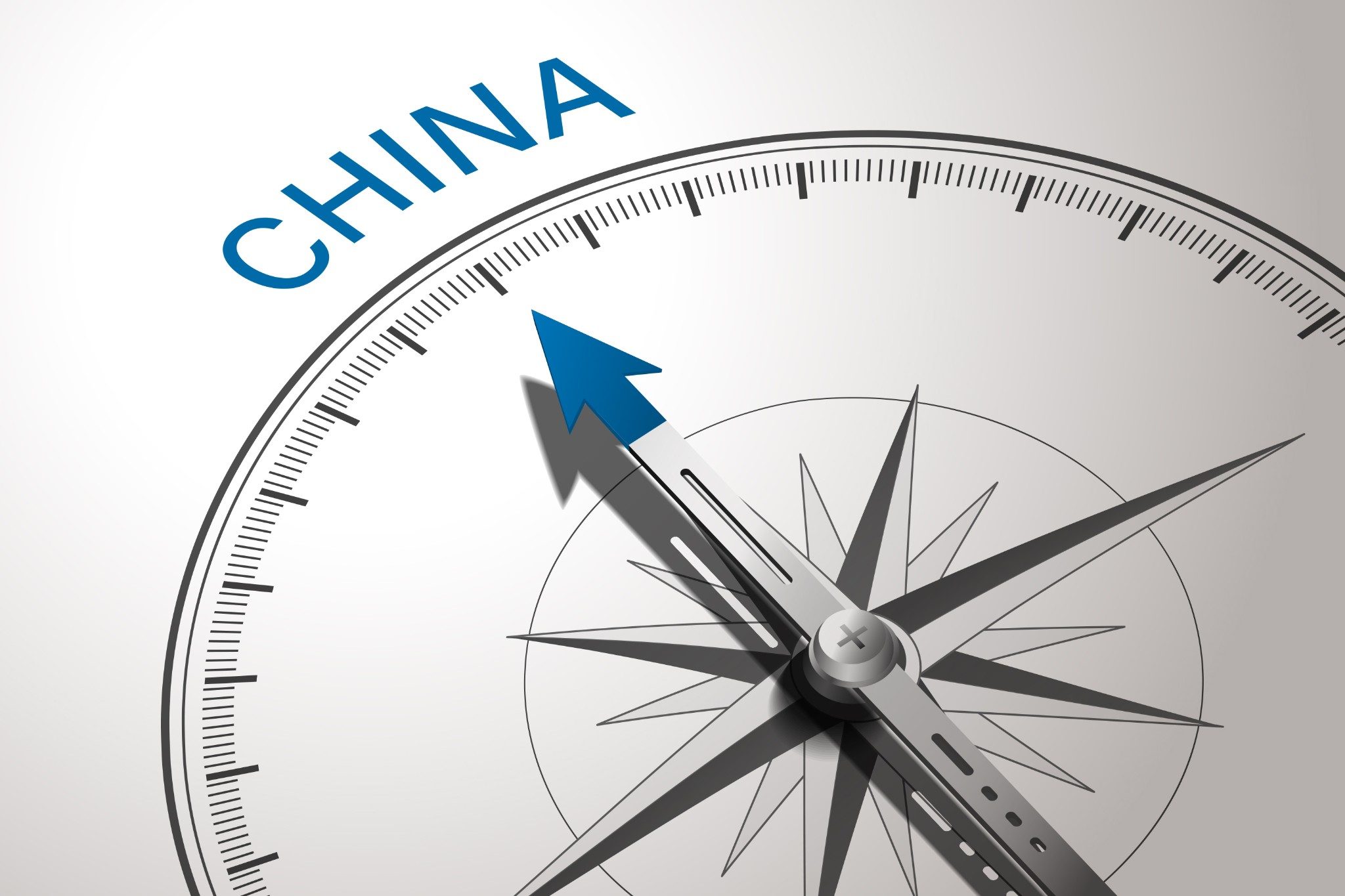 Compass pointing to the word China