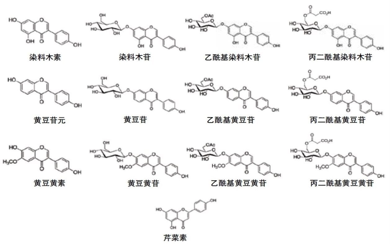 本研究中异黄酮的结构。