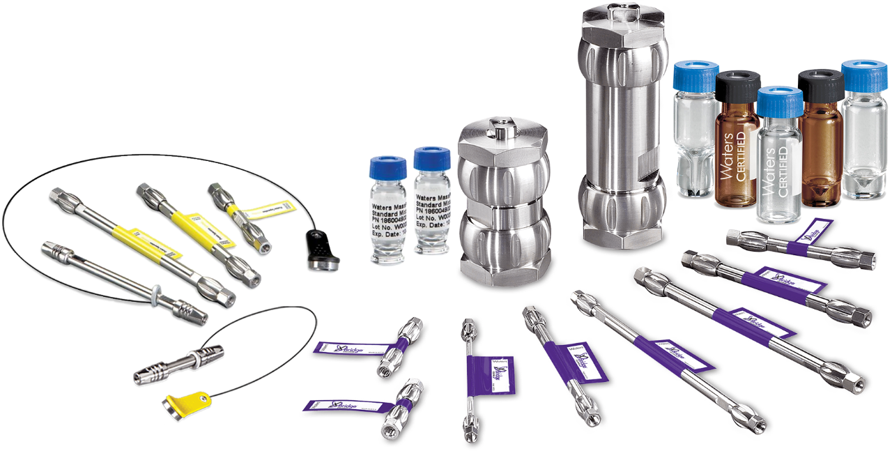 Various products including columns, vials, and standards.